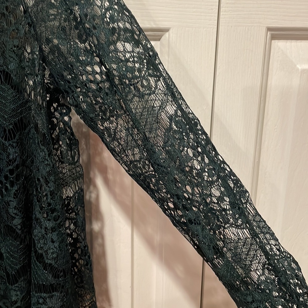 Pointelle Green Lace Blouse - Picture 3 of 4
